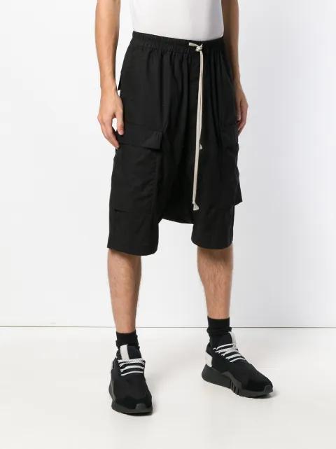 RICK OWENS DRKSHDW RICK OWENS DRKSHDW DROPPED CROTCH TRACK SHORTS - BLACK