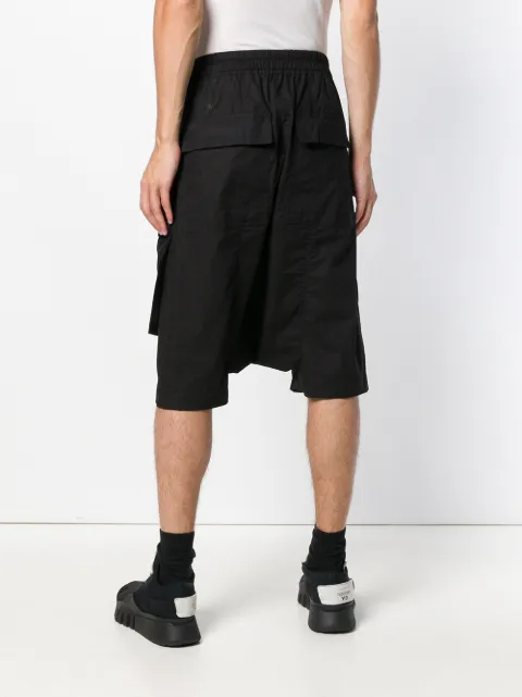 RICK OWENS DRKSHDW RICK OWENS DRKSHDW DROPPED CROTCH TRACK SHORTS - BLACK