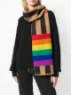 Image 2 of Burberry Reversible Rainbow Stripe and Check Cashmere Scarf
