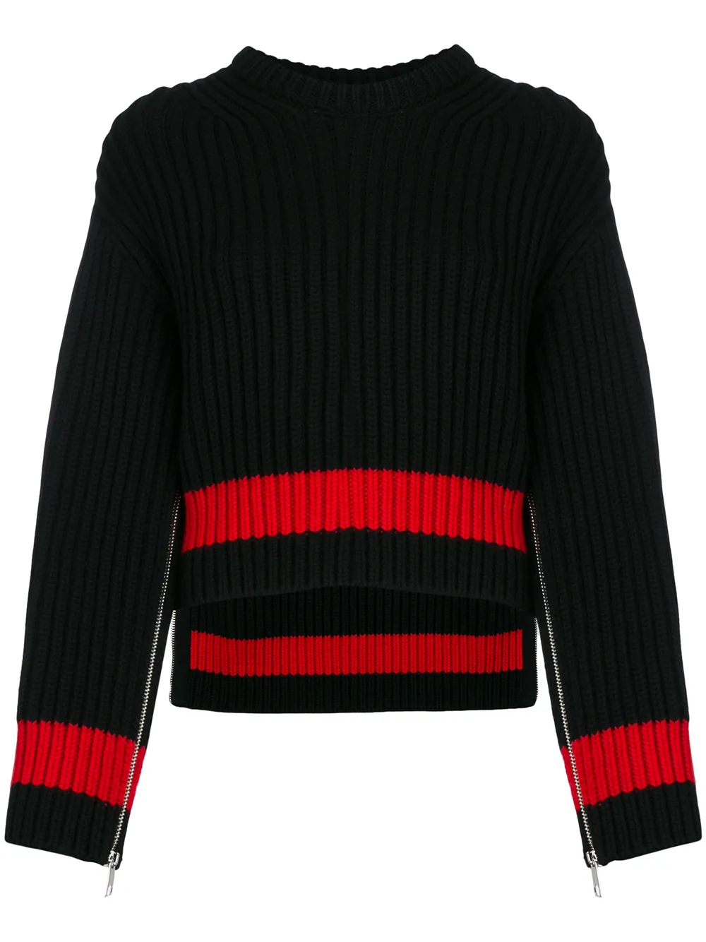 Alexander McQueen zipped sleeves chunky knit sweater | Black | Image 1