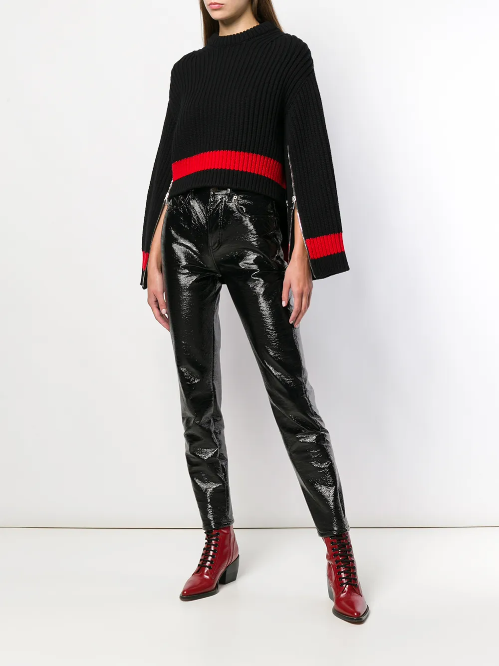 Alexander McQueen zipped sleeves chunky knit sweater | Knitted Sweaters | Image 2