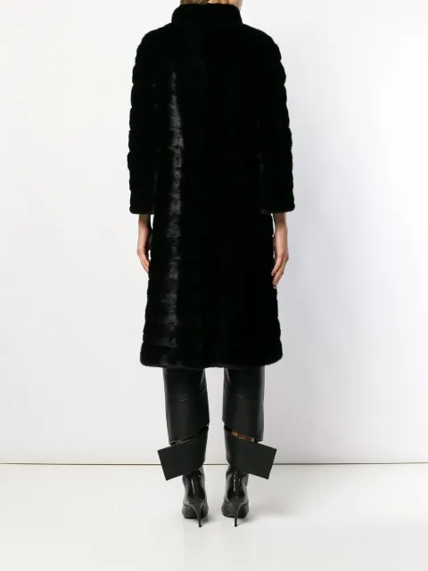 LISKA LISKA HIGH NECK LONG COAT - BLACK