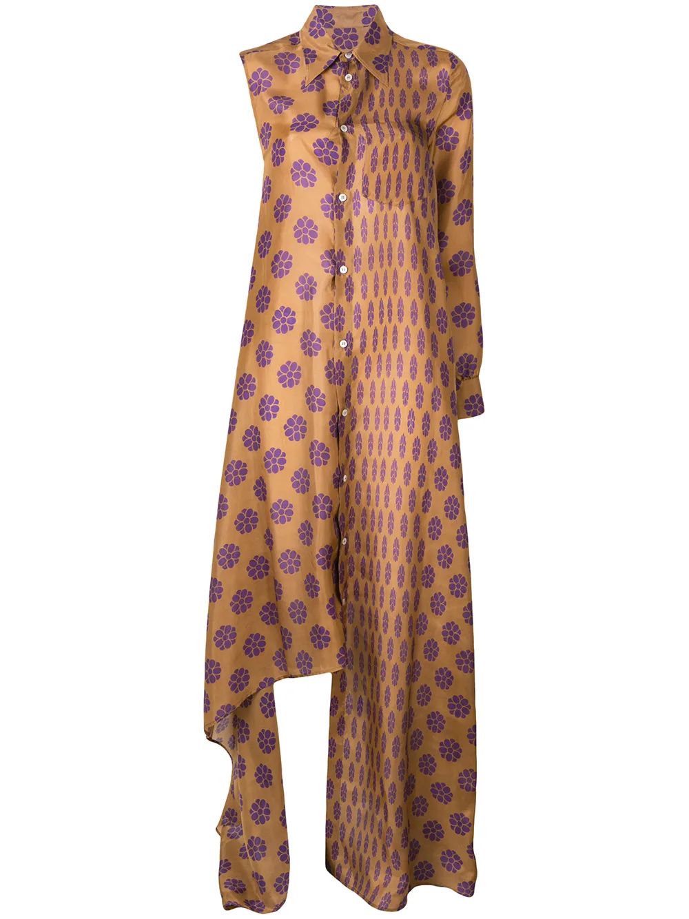 Mm6 Maison Margiela Dresses MM6 MAISON MARGIELA FLORAL PRINT SHIRT DRESS - BROWN