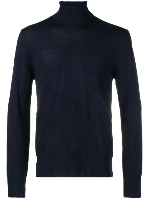 JUST CAVALLI JUST CAVALLI ROLL-NECK FITTED SWEATER - BLUE