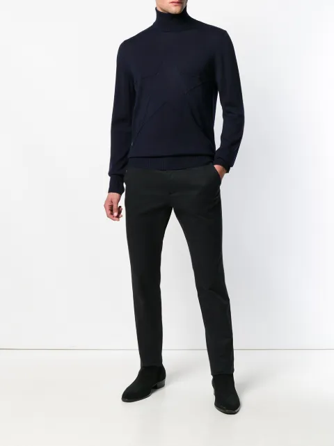 JUST CAVALLI JUST CAVALLI ROLL-NECK FITTED SWEATER - BLUE