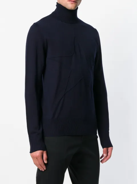 JUST CAVALLI JUST CAVALLI ROLL-NECK FITTED SWEATER - BLUE
