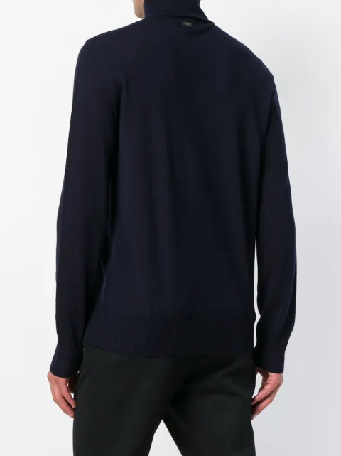 JUST CAVALLI JUST CAVALLI ROLL-NECK FITTED SWEATER - BLUE