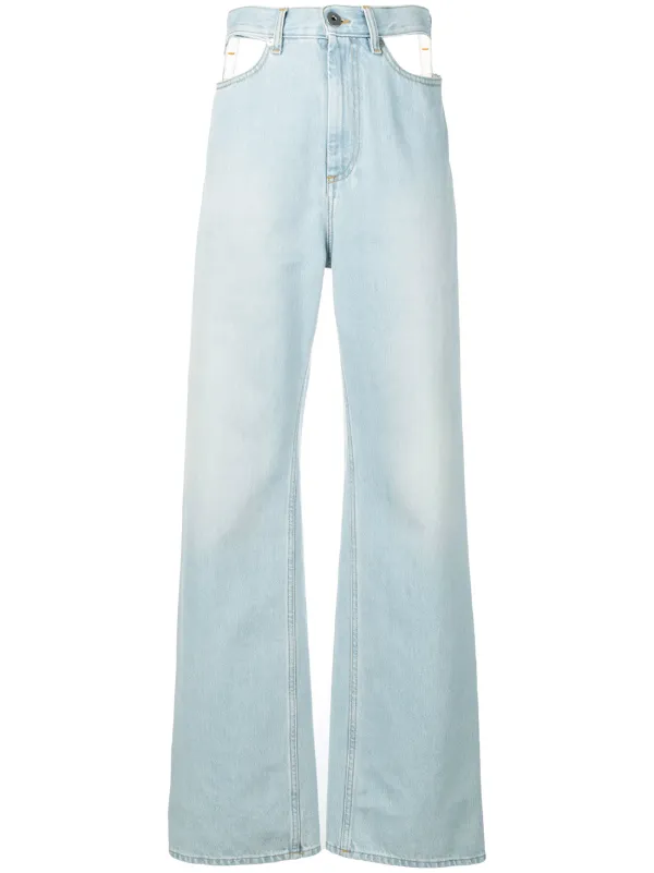 Shop Blue Maison Margiela Cut Out Wide Leg Jeans With Express Delivery Farfetch