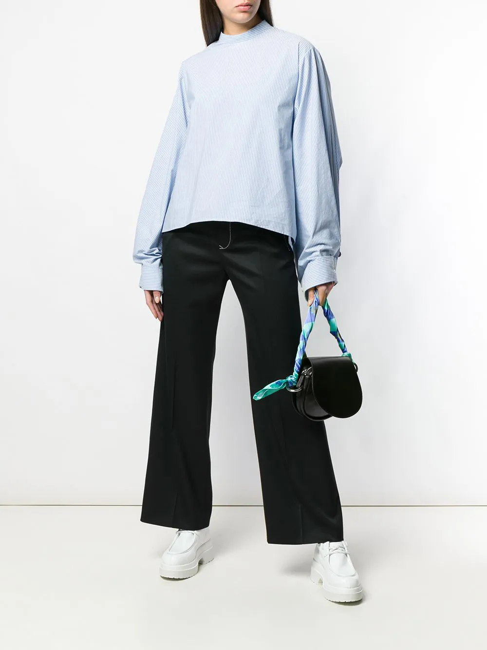 MM6 Maison Margiela schoudertas met omslag met lint - Zwart