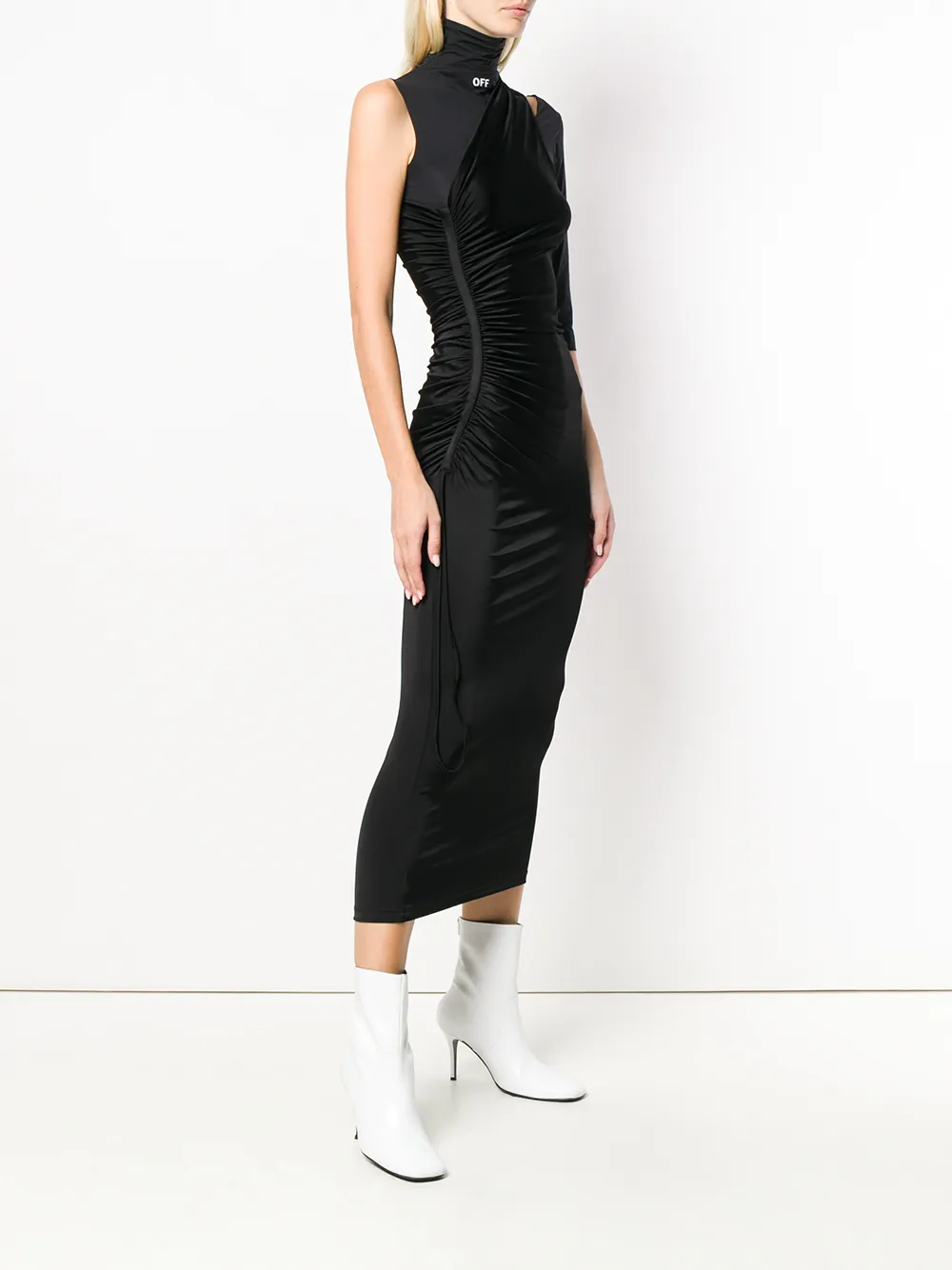  Off-white Vestido Midi Asimétrico - Negro 