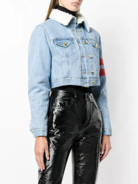 GCDS GCDS CROPPED STRIPE DETAIL JACKET - BLUE