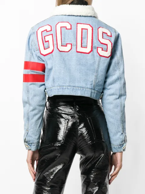 GCDS GCDS CROPPED STRIPE DETAIL JACKET - BLUE