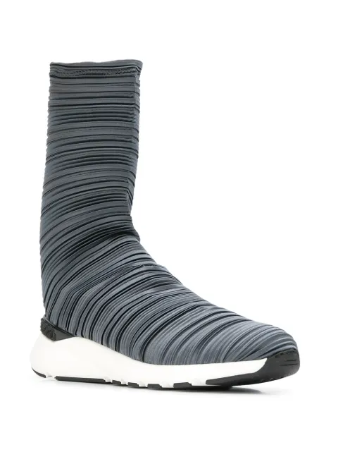 CASADEI CASADEI PLISSÉ BANDAGE SOCK BOOTS - BLACK