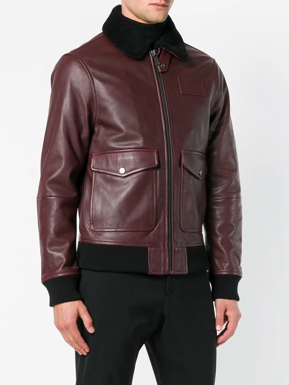 calvin klein leather jacket brown