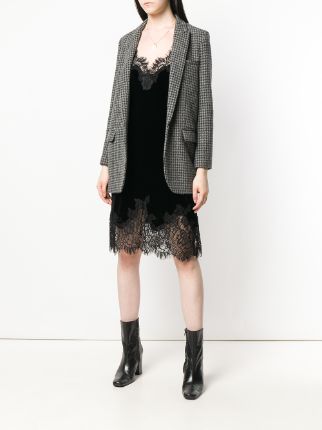 lace trim velvet slip dress展示图