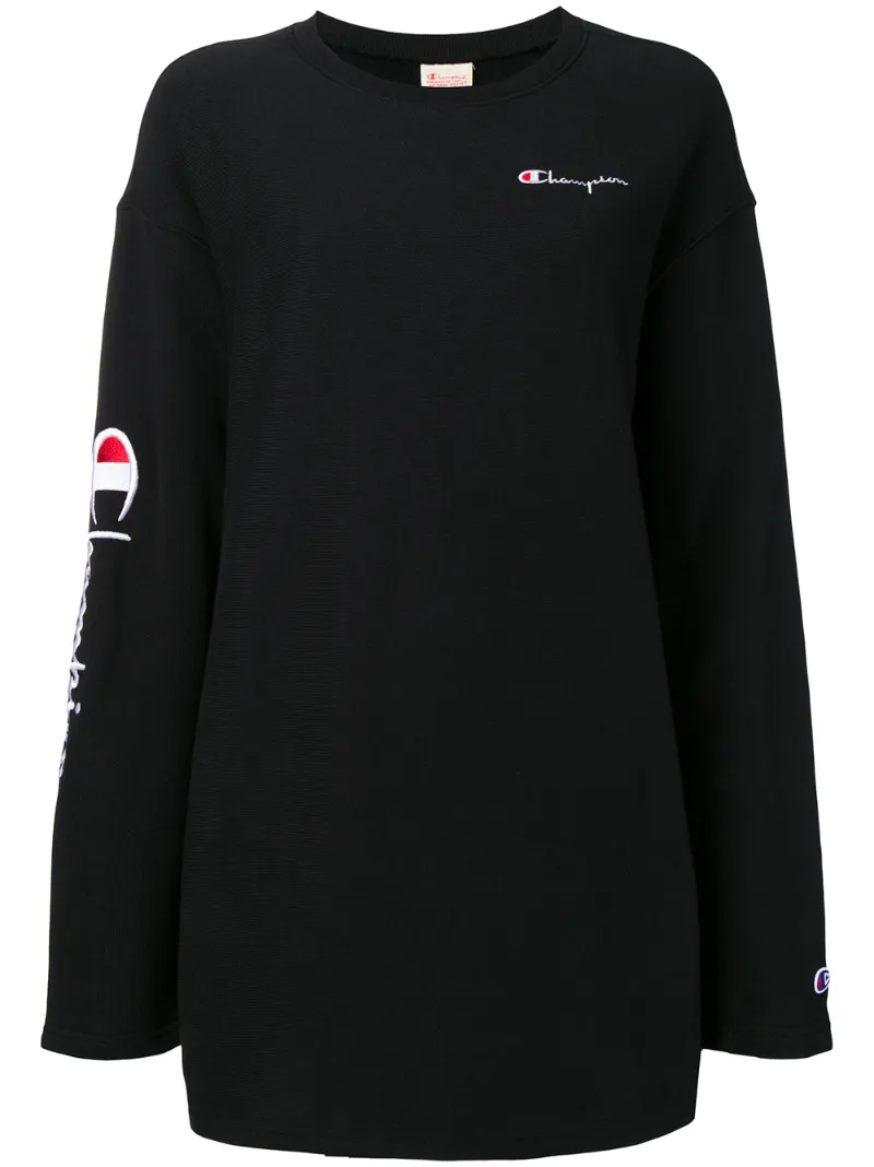 Click to view more detailed imagery on our partner's website Champion Logo-Embroidered Cotton-Jersey Sweatshirt In Black