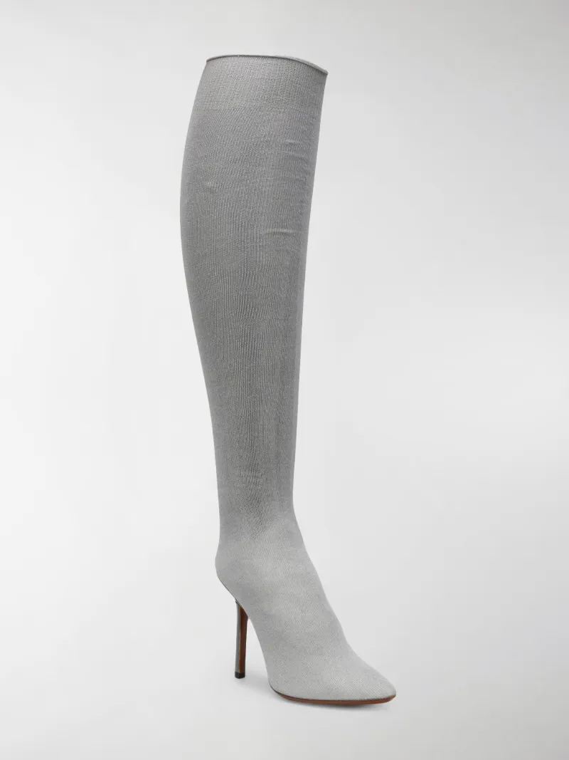 grey knee high sock boots