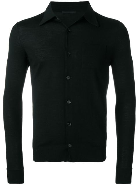 DANIELE ALESSANDRINI DANIELE ALESSANDRINI BUTTON-UP POLO JUMPER - BLACK
