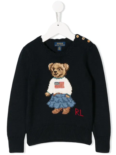 POLO RALPH LAUREN KIDS tröja med broderad björn och logotyp