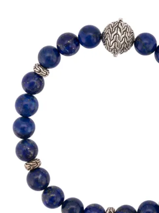 Silver Classic Chain Lapis Lazuli Round Bead Bracelet展示图