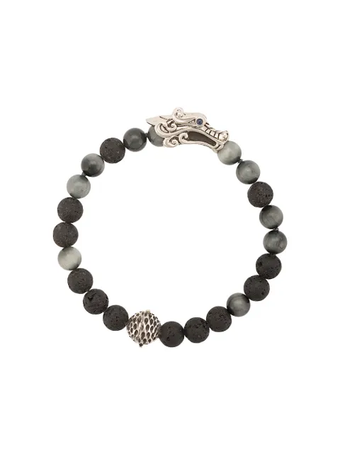 John Hardy Silver and Sapphire Legends Naga Mixed Bead Bracelet with Station