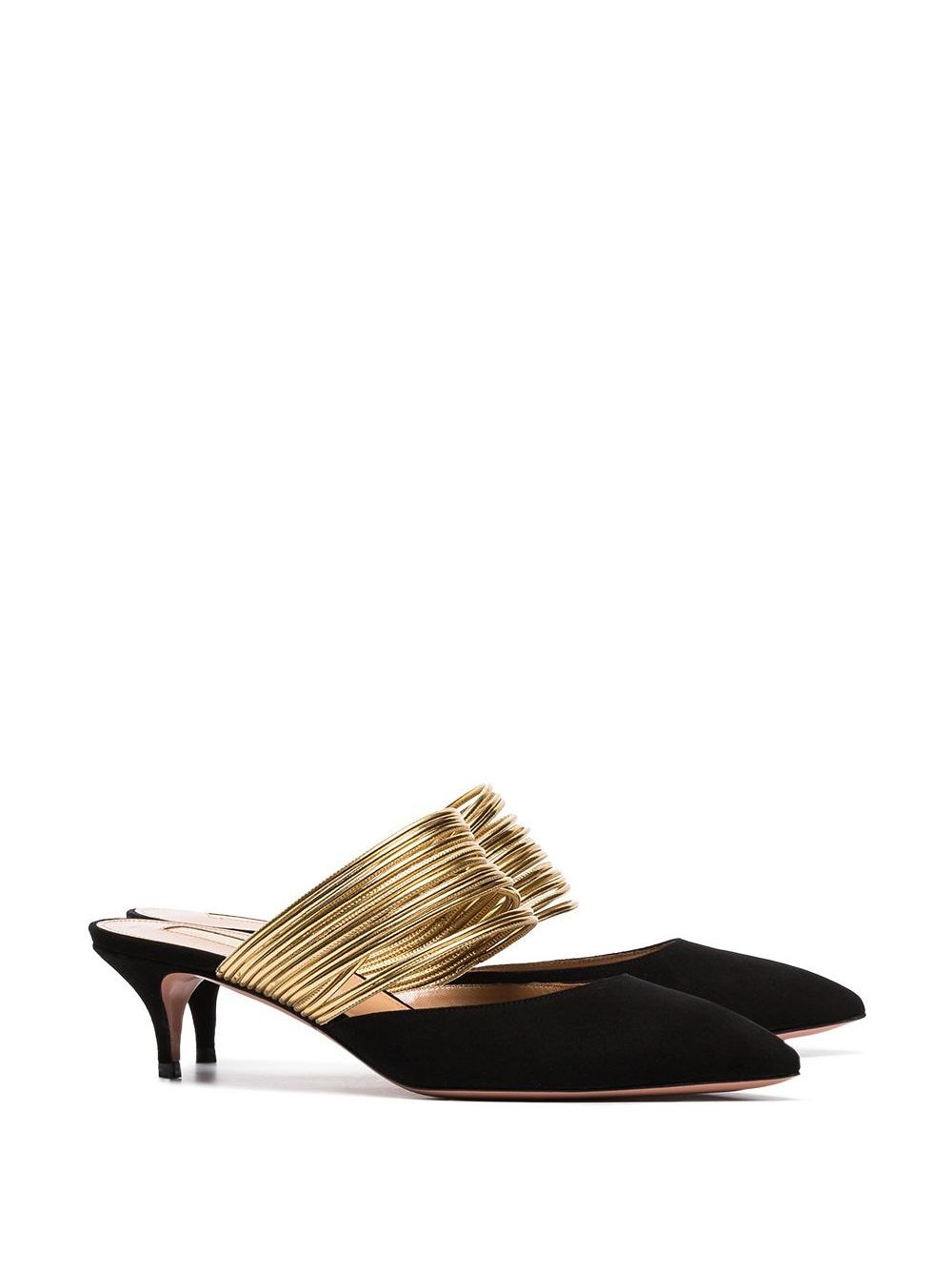 black and gold mules