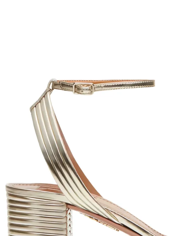 Aquazzura 50mm Sundance Leather Sandals | Gold | FARFETCH