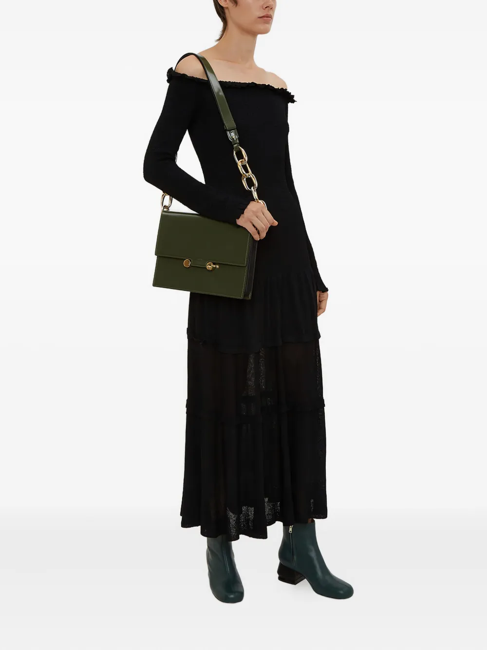 Altuzarra off the shoulder midi jurk - Zwart