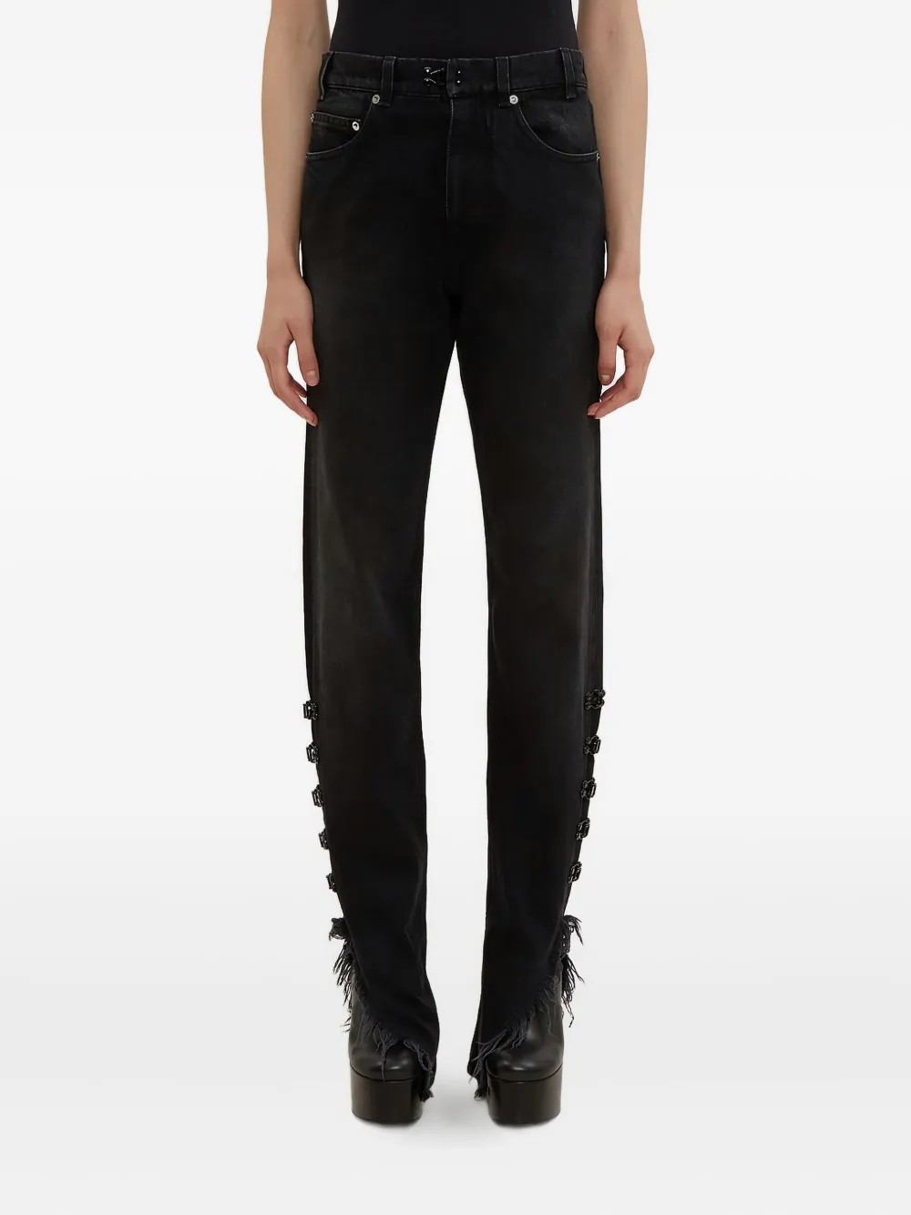 Olivier Theyskens distressed bootcut jeans | Black | Image 1