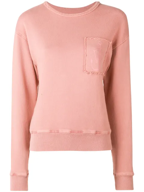 Click to view more detailed imagery on our partner's website Jw Anderson Frayed Embroidered Cotton-jersey Sweatshirt In Dusty Rose