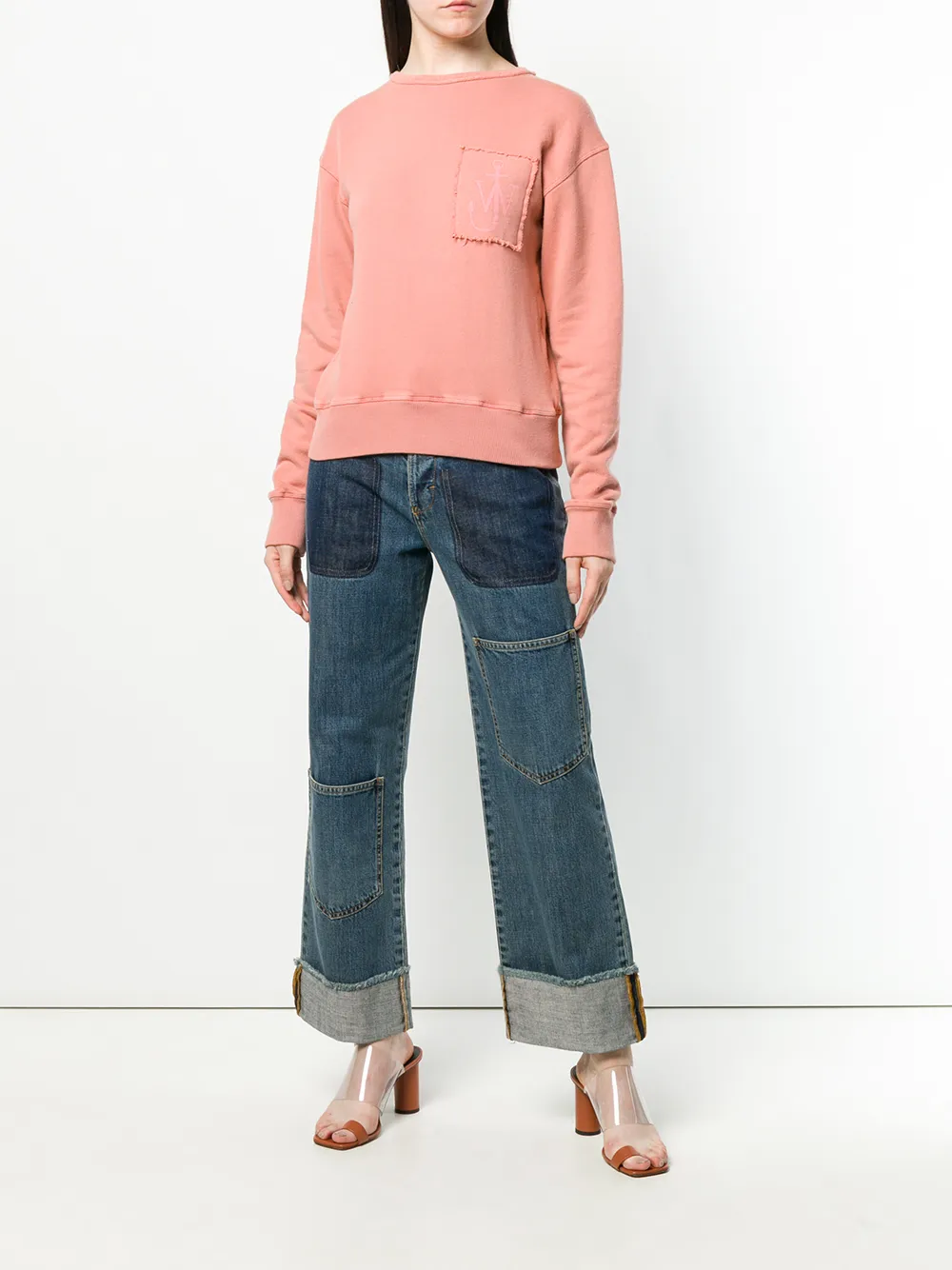  Jw Anderson Sweatshirt Mit Anker Patch   Rosa 