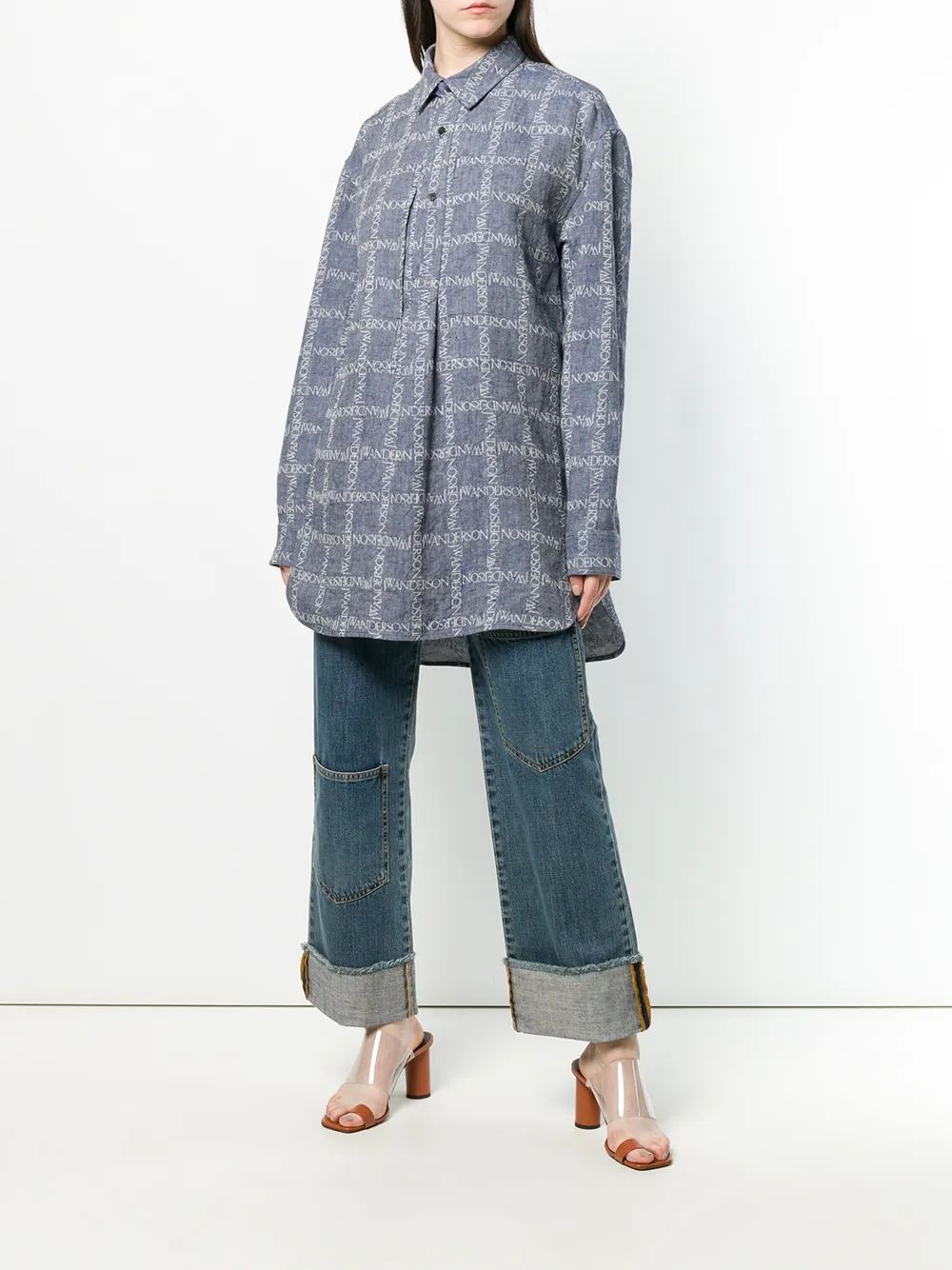  Jw Anderson Tunikahemd Mit Logo   Blau 