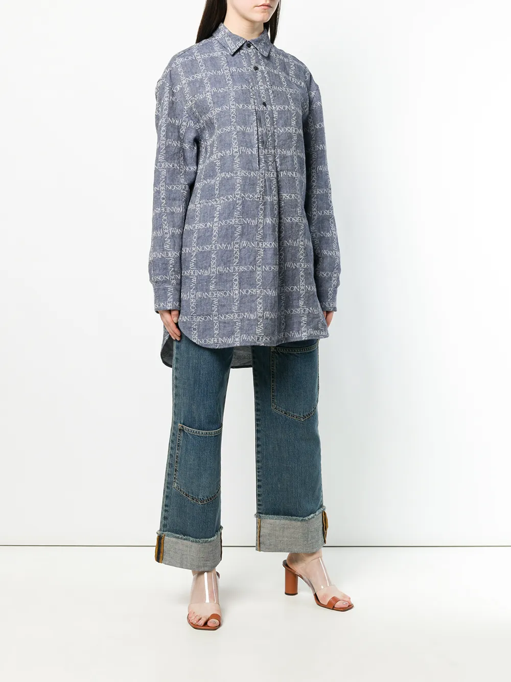  Jw Anderson Tunikahemd Mit Logo   Blau 