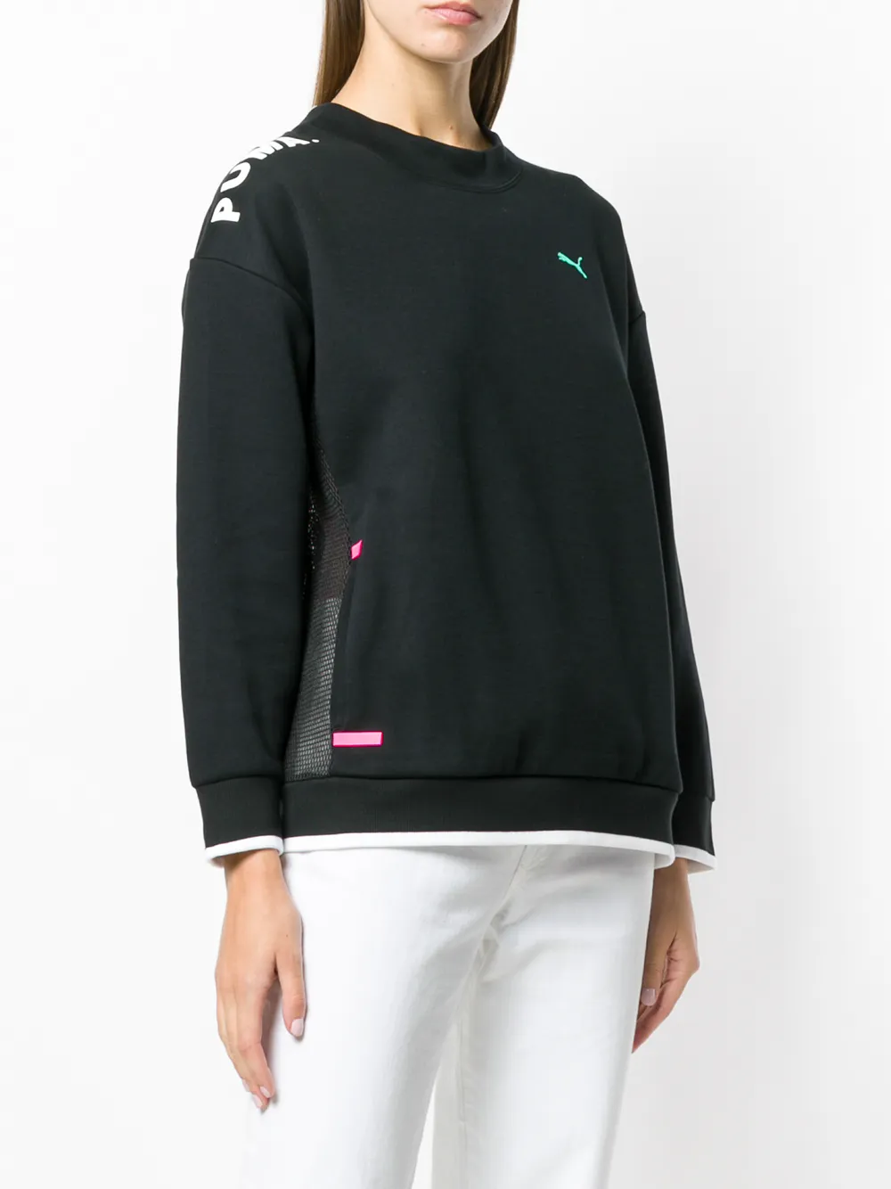 PUMA Chase Crew sweater met mesh vlak Zwart