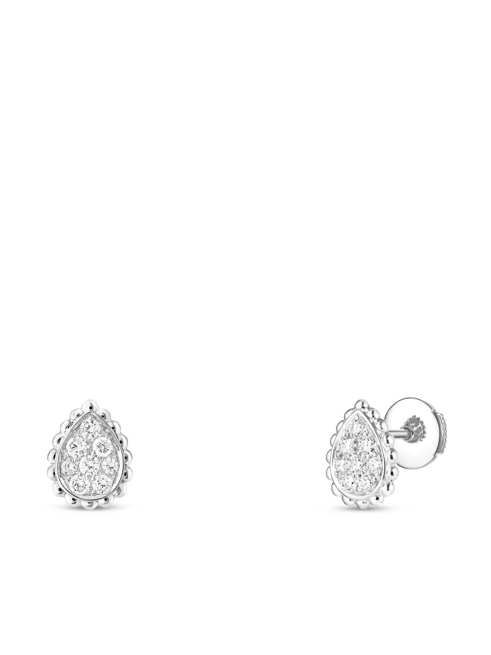 Shop Boucheron 18kt White Gold Serpent Bohème Diamonds Xs Motif Teardrop Stud Earrings In Wg