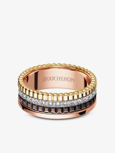 Boucheron 18kt yellow, rose, and white gold Diamond Quatre Classique small ring