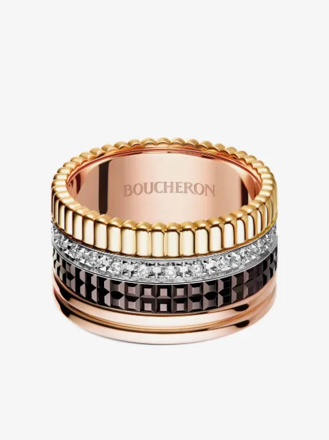 Boucheron  18kt yellow, rose, and white gold Diamond Quatre Classique large ring