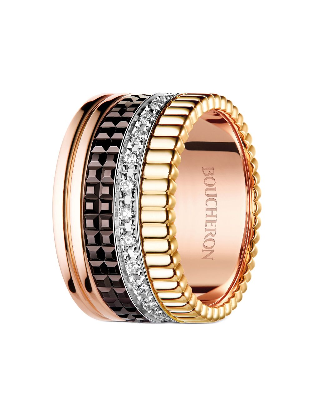 Image 2 of Boucheron  18kt yellow, rose, and white gold Diamond Quatre Classique large ring