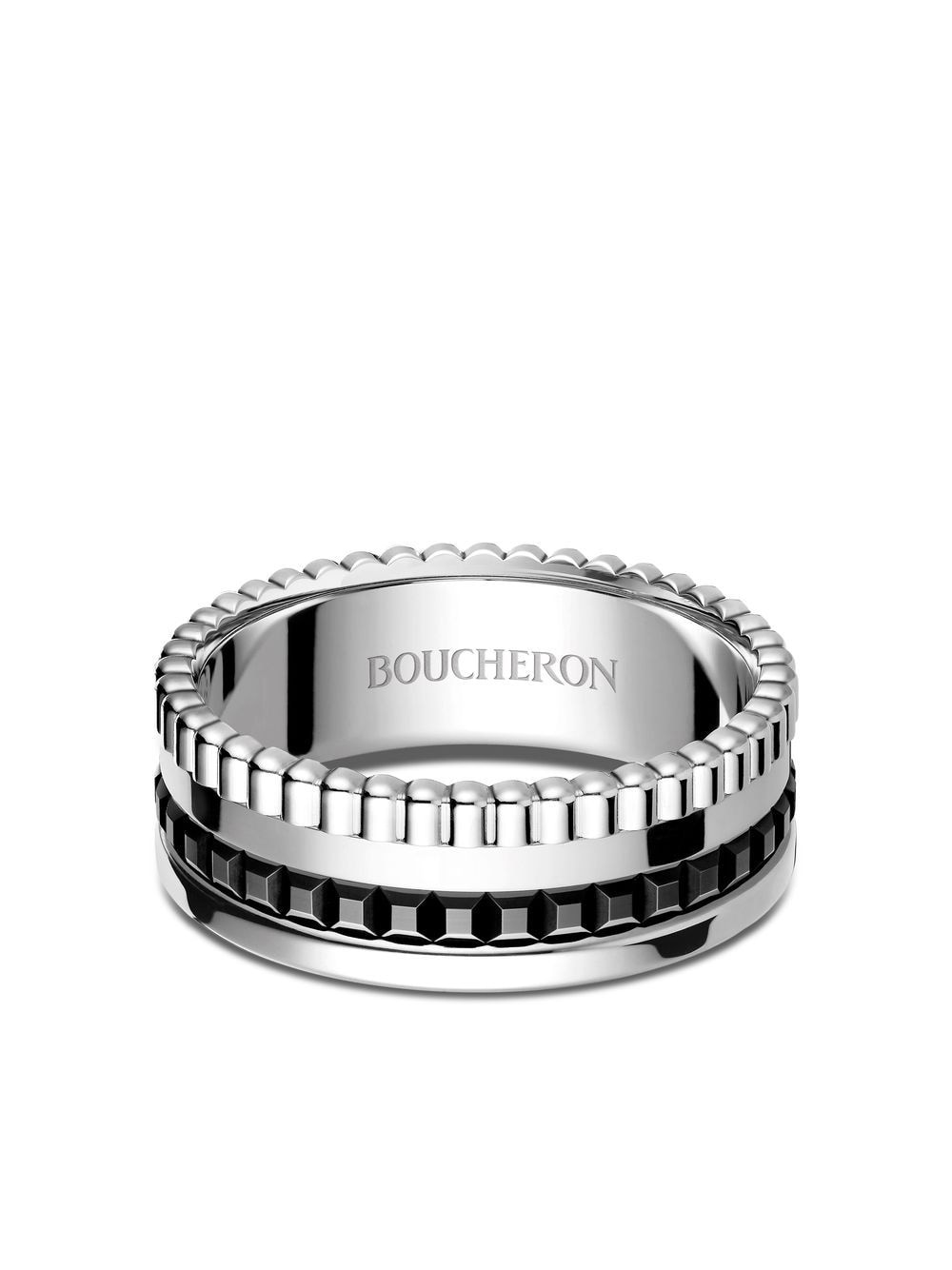 Shop Boucheron 18kt White Gold Quatre Black Small Ring In Wg