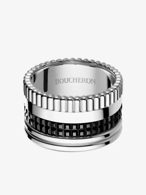 Boucheron キャトル ブラック リング L 18Kホワイトゴールド