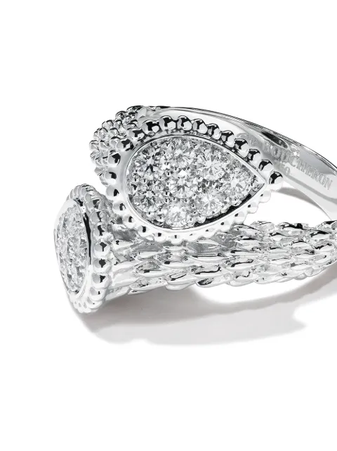BOUCHERON 18KT WHITE GOLD DIAMOND SERPENT BOHÈME TOI ET MOI S MOTIF RING