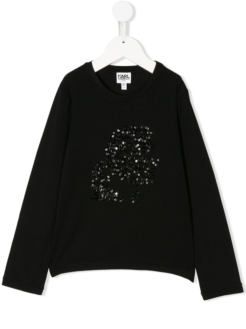 Karl Lagerfeld Kids' Sequin Embroidery T-shirt In Black