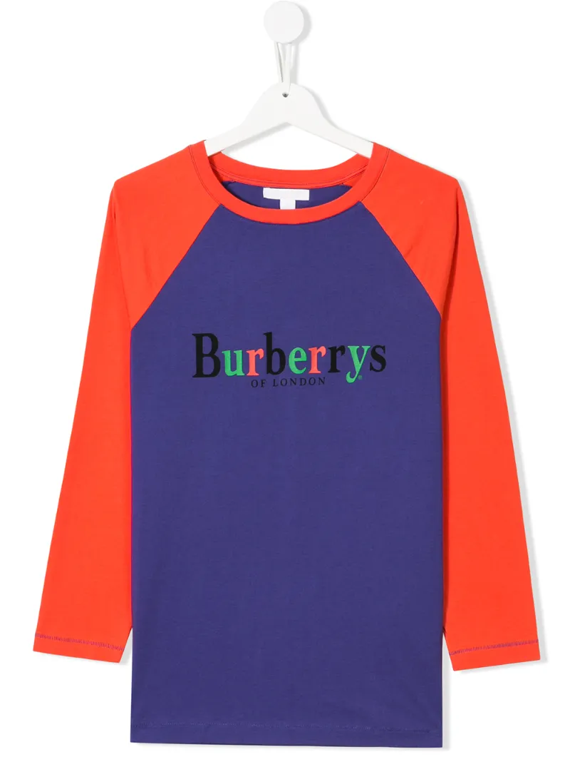 Burberry Kids топ с контрастными рукавами