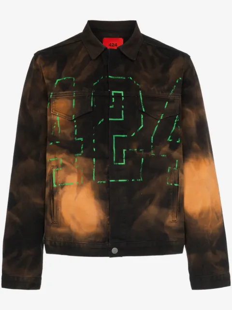 424 logo embroidered ombre effect denim jacket