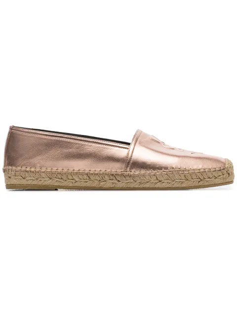 Click to view more detailed imagery on our partner's website Saint Laurent Monogram Espadrilles In Metallic Lambskin