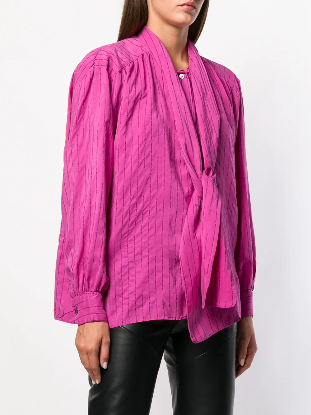  Unravel Project Striped Pussy Bow Blouse - Pink 