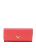 Prada logo-plaque continental wallet - Red