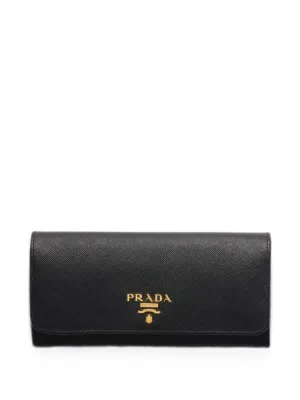 Prada Large Leather Wallet | Black | FARFETCH