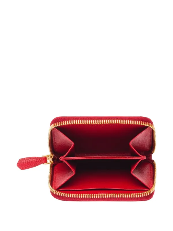 Prada logo-plaque Zipped Wallet | Red | FARFETCH
