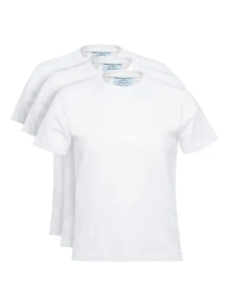Prada パック 三角タグ Tシャツ ホワイト Prada triangle-logo T-shirt (pack Of three) | White | FARFETCH